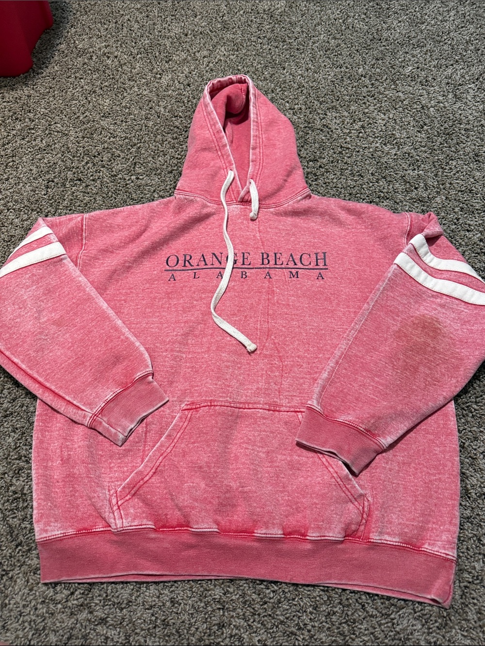 US Vintage Orange Beach Alabama Pink Hooded Sweatshirt